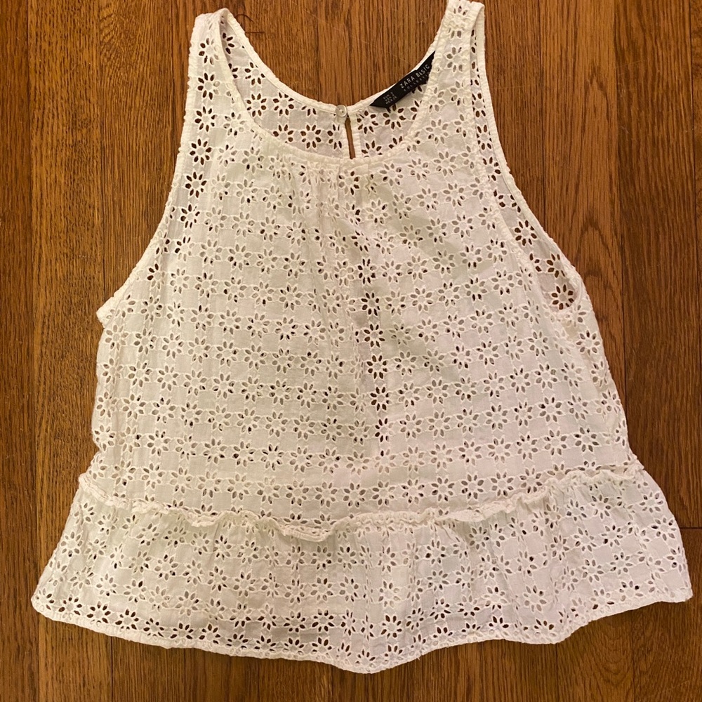 Zara white eyelet tank